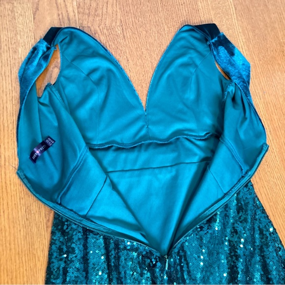 6 stretchy allover Sequin green purple high slit mermaid sleeveless dress 16 - Picture 7 of 13